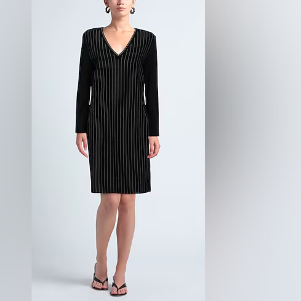 Marc Cain Black and White Striped Midi Dress - Picture 3 of 12
